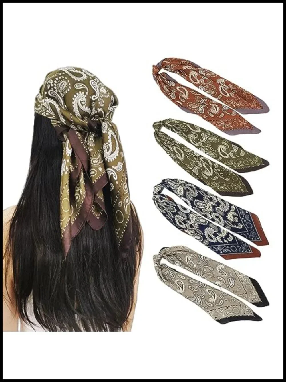 Silk Feeling Satin Square Scarf for Women Hair Neck Head Wrap Accessory